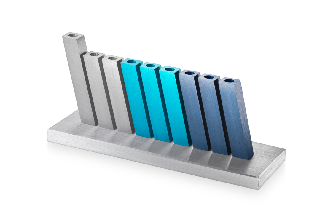 חנוכייה קיניטית כסף טורקיז- עדי סידלר